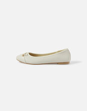 Toe Cap Bow Ballerina Flats, Ivory (IVORY), large