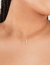 14ct Gold-Plated Arabic Initial Pendant Necklace - F (Faa), , large