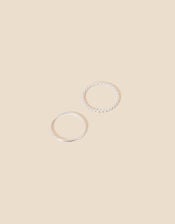 Sterling Silver Ball Rings Set of Two, Silver (ST SILVER), large
