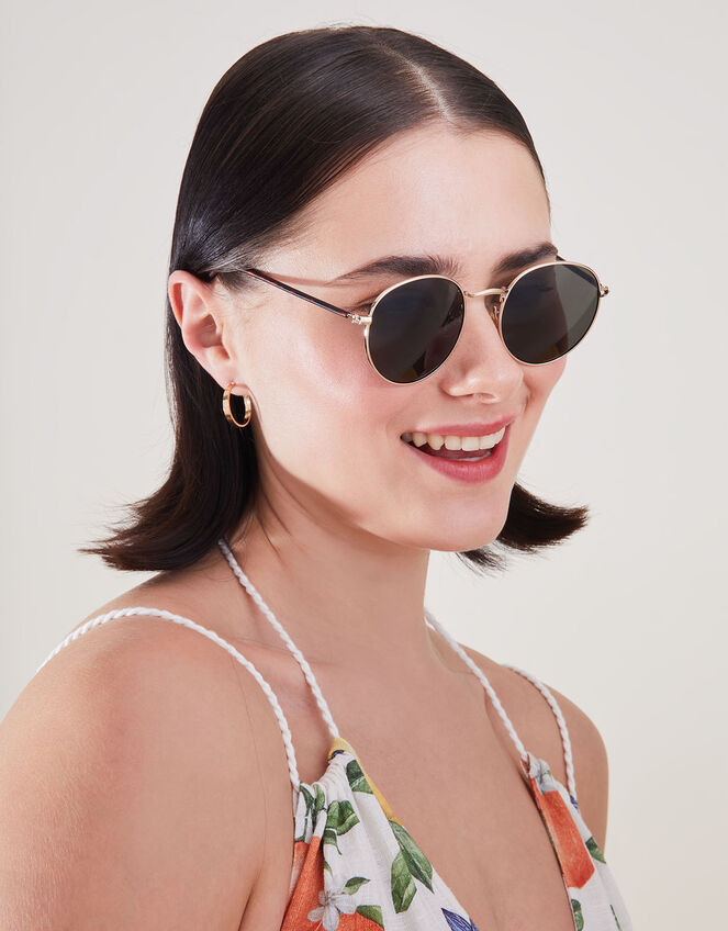 Round Metal Frame Sunglasses, , large