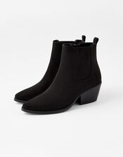 Western Ankle Boots, Black (BLACK), large