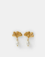 Stainless Steel Coral Pearl Drop Earrings, , large