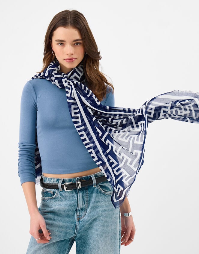 Lightweight Geometric Print Scarf, , large