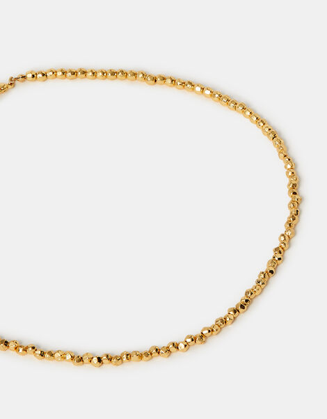 14ct Gold-Plated Textured Bead Necklace, , large
