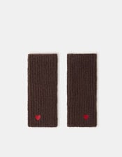 Heart Embroidered Fingerless Gloves, , large