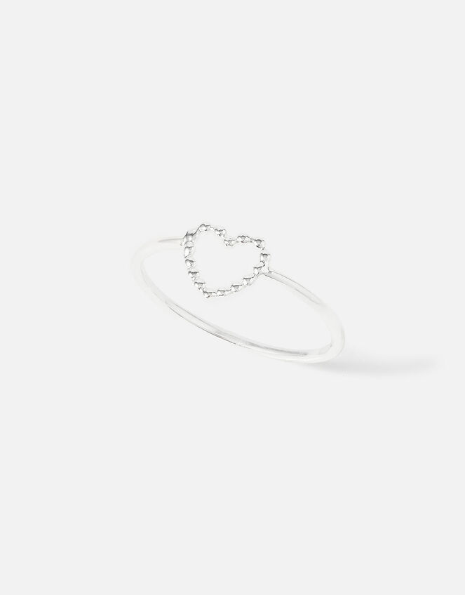 Sterling Silver Heart Ring , Silver (ST SILVER), large
