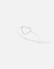 Sterling Silver Heart Ring , Silver (ST SILVER), large