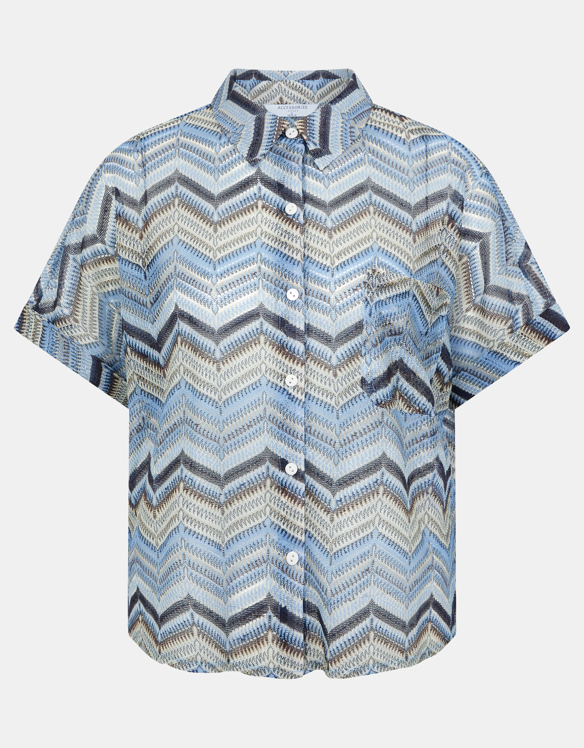 Zigzag Crochet Shirt, Multi (MULTI), large