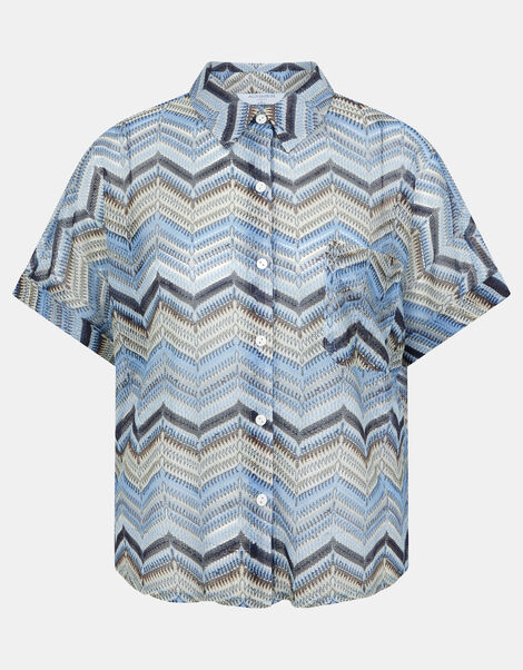 Zigzag Crochet Shirt, Multi (MULTI), large