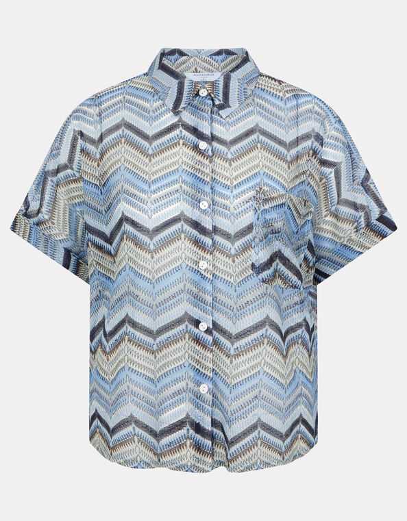 Zigzag Crochet Shirt, Multi (MULTI), large