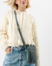 Faux Leather Crossbody Phone Bag, Teal (TEAL), large