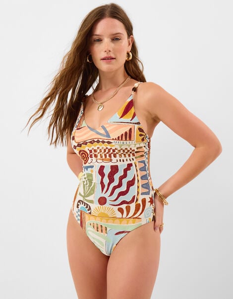 Abstract Print Swimsuit, Multi (MULTI), large