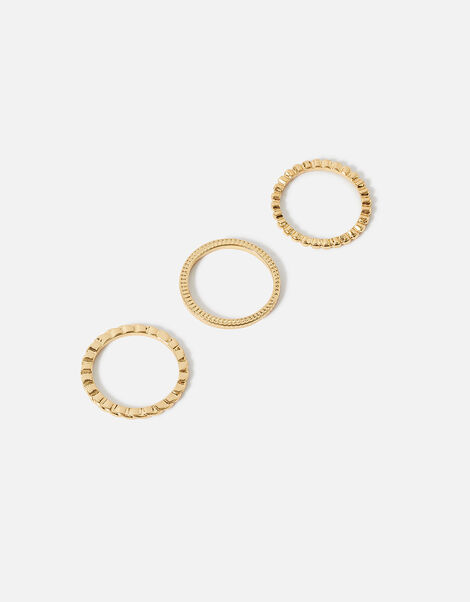 Twist Band Rings Set of Three Gold, Gold (GOLD), large