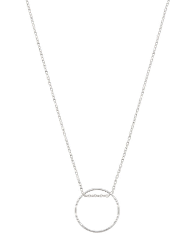 Sterling Silver Perfect Circle Pendant Necklace, , large