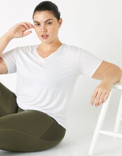 Plain V-Neck T-Shirt, White (WHITE), large