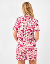 Bow Print Satin Short Pyjamas Set, Pink (PINK), large