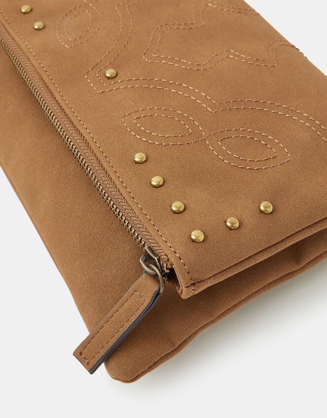 Fold Over Zip Western Crossbody Bag, , large