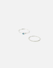 Crystal Ring Stacking Set of Two, Blue (BLUE), large