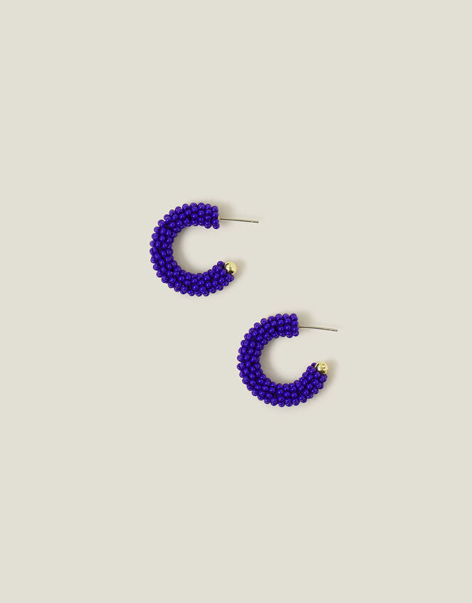Mini Seed Bead Hoop Earrings, , large