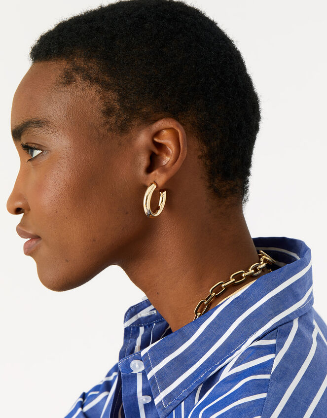 Reconnected Chunky Tube Hoops, Gold (GOLD), large