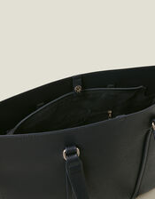 Faux Leather Tote Bag, Blue (NAVY), large