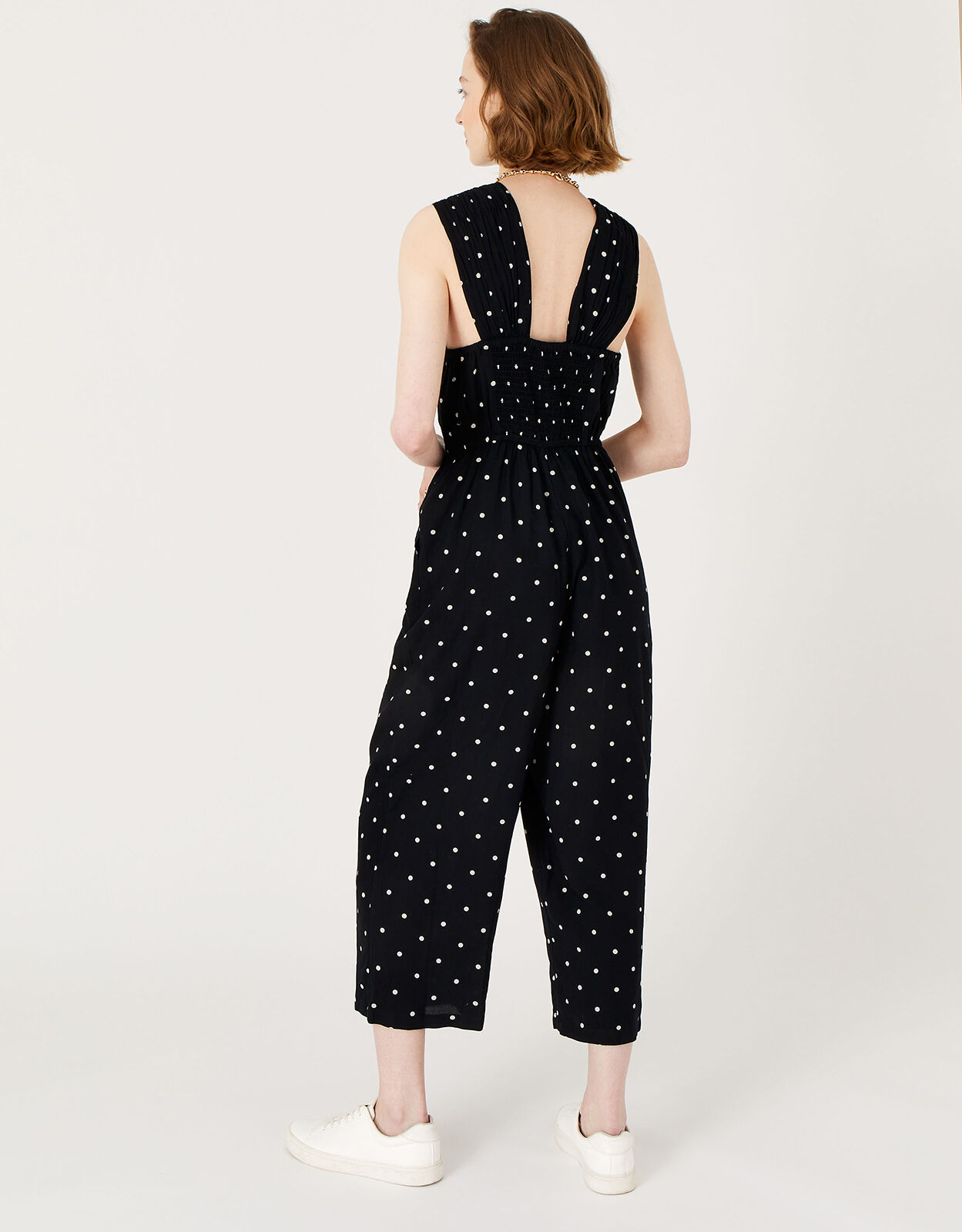 Polka dot halter neck jumpsuit discount