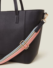 Faux Leather Shoulder Bag, Black (BLACK), large