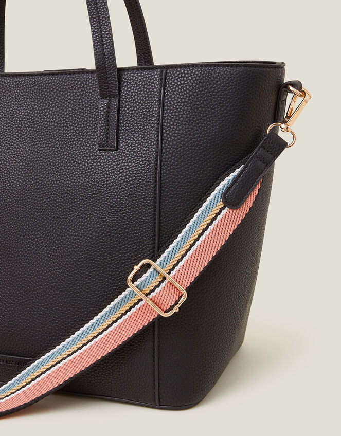 Faux Leather Shoulder Bag, Black (BLACK), large