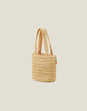 Girls Raffia Straw Bag, , large