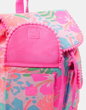 Girls Tropical Print Canvas Backpack, , large