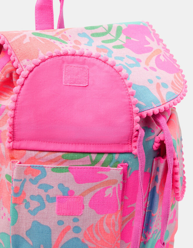 Girls Tropical Print Canvas Backpack, , large
