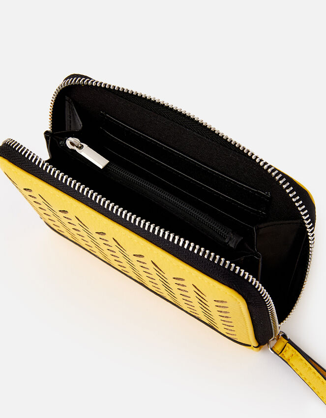 Cut-Out Pattern Zip Wallet, Yellow (YELLOW), large