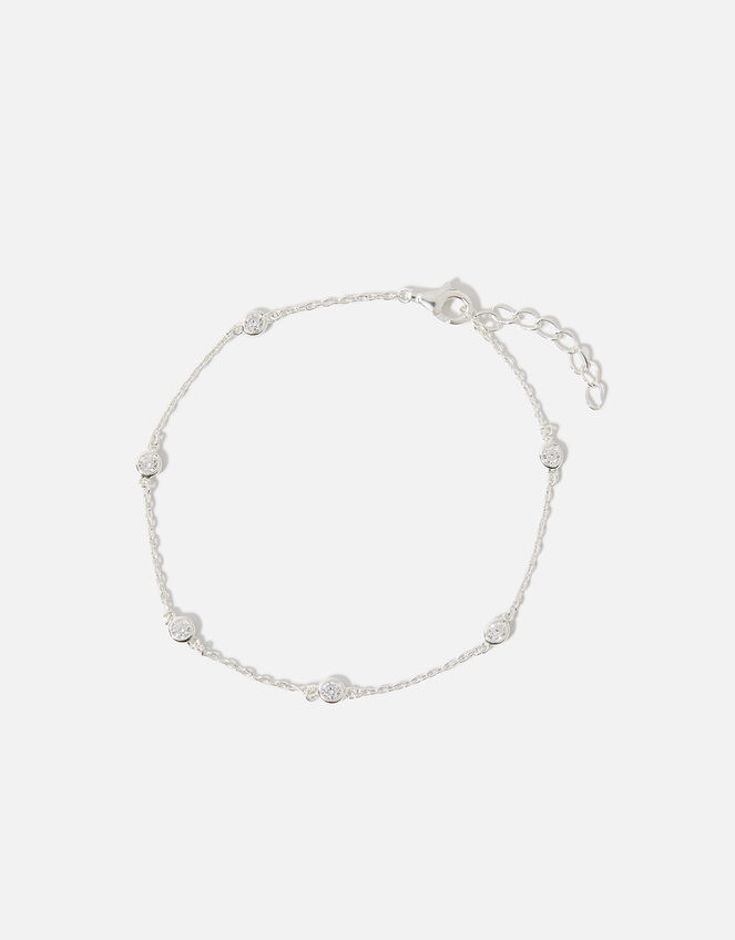 Sterling Silver Sparkle Station Bracelet, , large