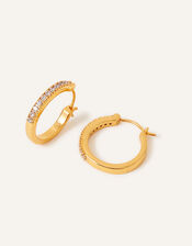 14ct Gold-Plated Sparkle Medium Hoop Earrings, , large