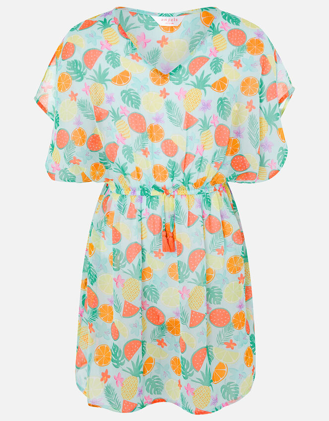 Girls Fruit Print Kaftan Dress, Multi (BRIGHTS-MULTI), large