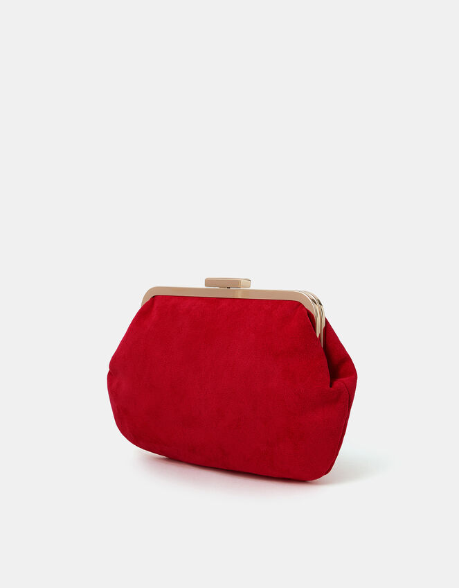 Pleated Suedette Clutch Bag, Red (RED), large