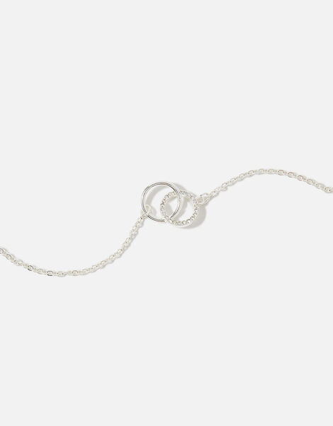 Pave Link Circle Necklace Silver, Silver (SILVER), large