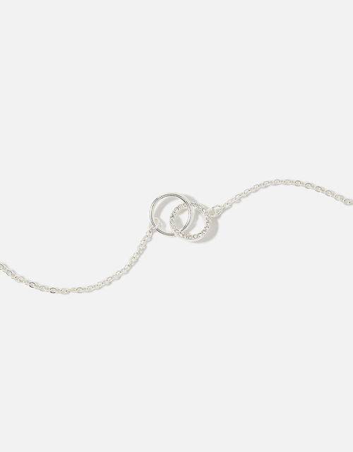 Pave Linked Circle Necklace, Silver (SILVER), large