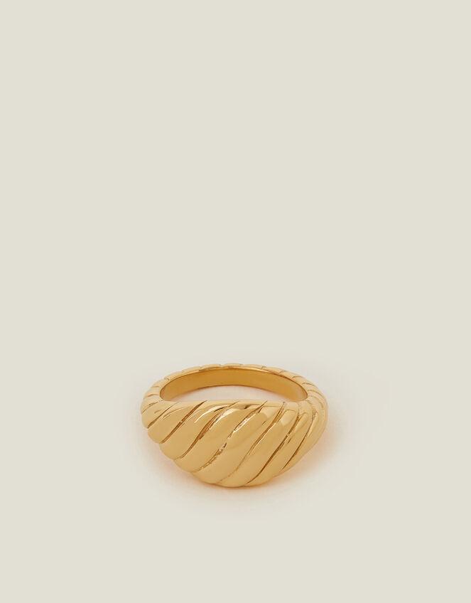 14ct Gold-Plated Stainless Steel Croissant Ring, Gold (GOLD), large