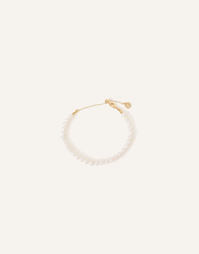 14ct Gold-Plated Pearl Slider Bracelet, , large