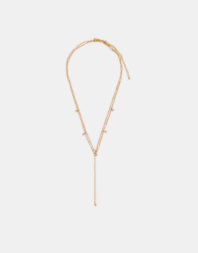 Stainless Steel Bead Layered Lariat Necklace, , large