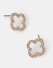 Cut Out Flora Pavé Stud Earrings, , large