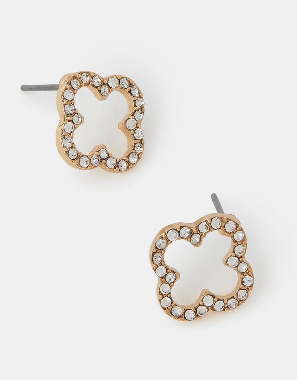 Cut Out Flora Pavé Stud Earrings, , large