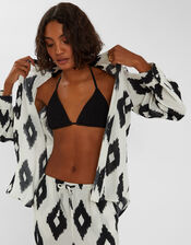 Abstract Diamond Print Shirt, Black (BLACK WHITE), large