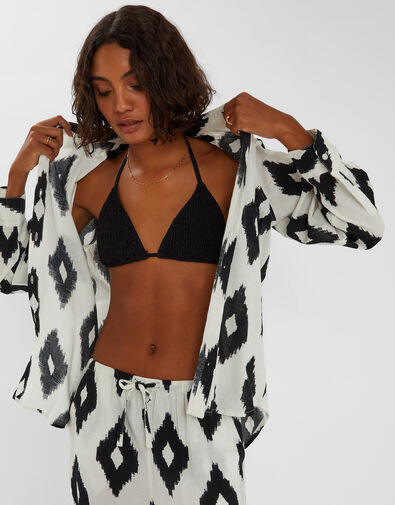 Abstract Diamond Print Shirt, Black (BLACK WHITE), large