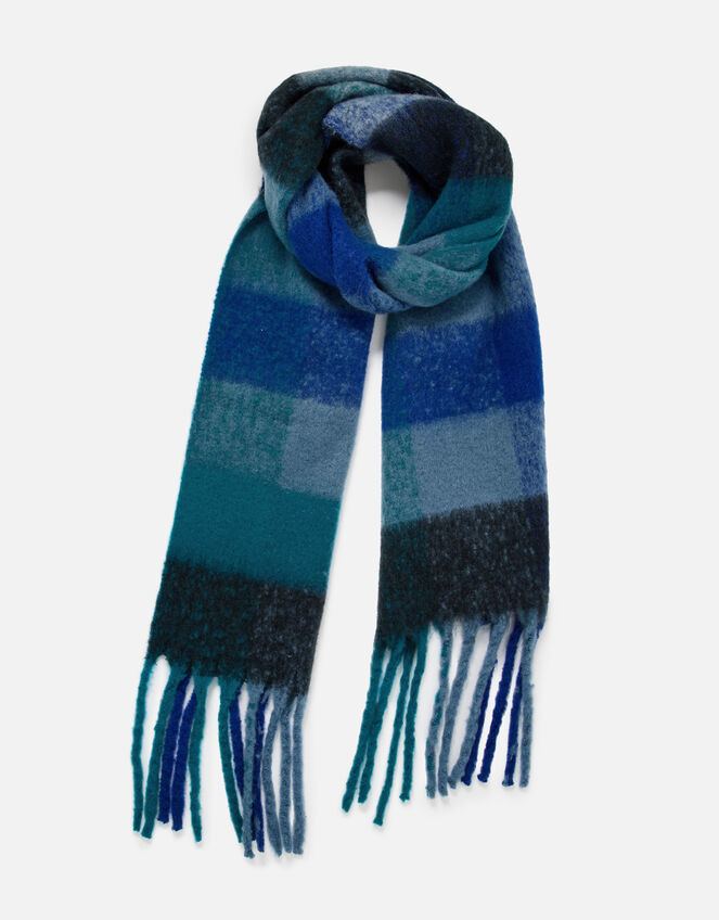 Marina Fluffy Check Scarf, , large