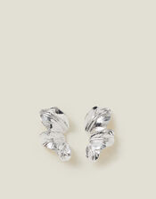 Layered Leaf Drop Earrings Silver, , large