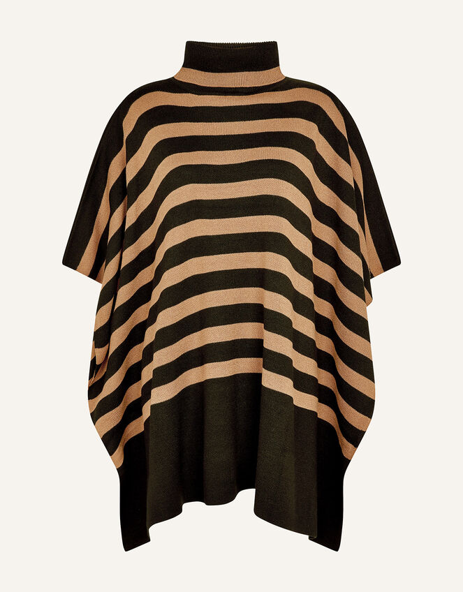 Stripe Rollneck Poncho, Multi (DARKS-MULTI), large