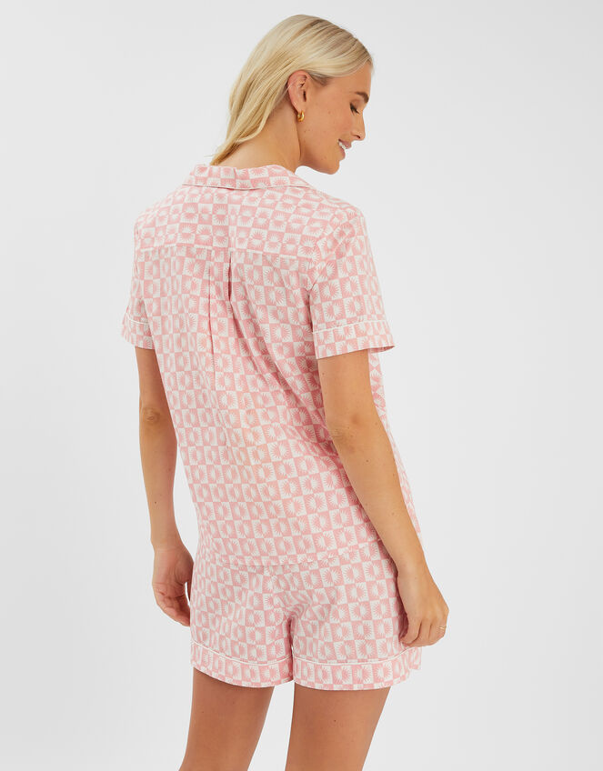Checkerboard Sun Print Short Pyjamas Set, Pink (PINK), large