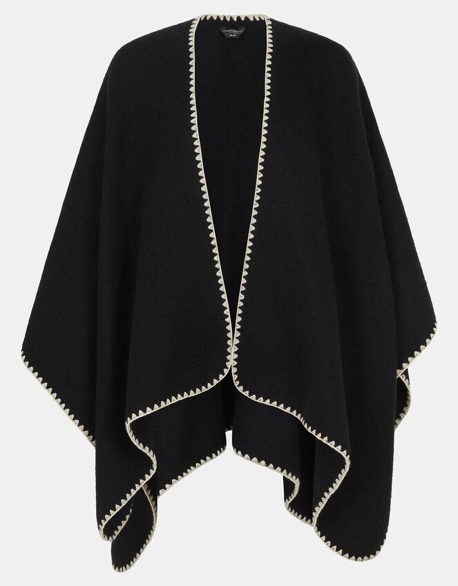 Whipstitch Knit Poncho , , large